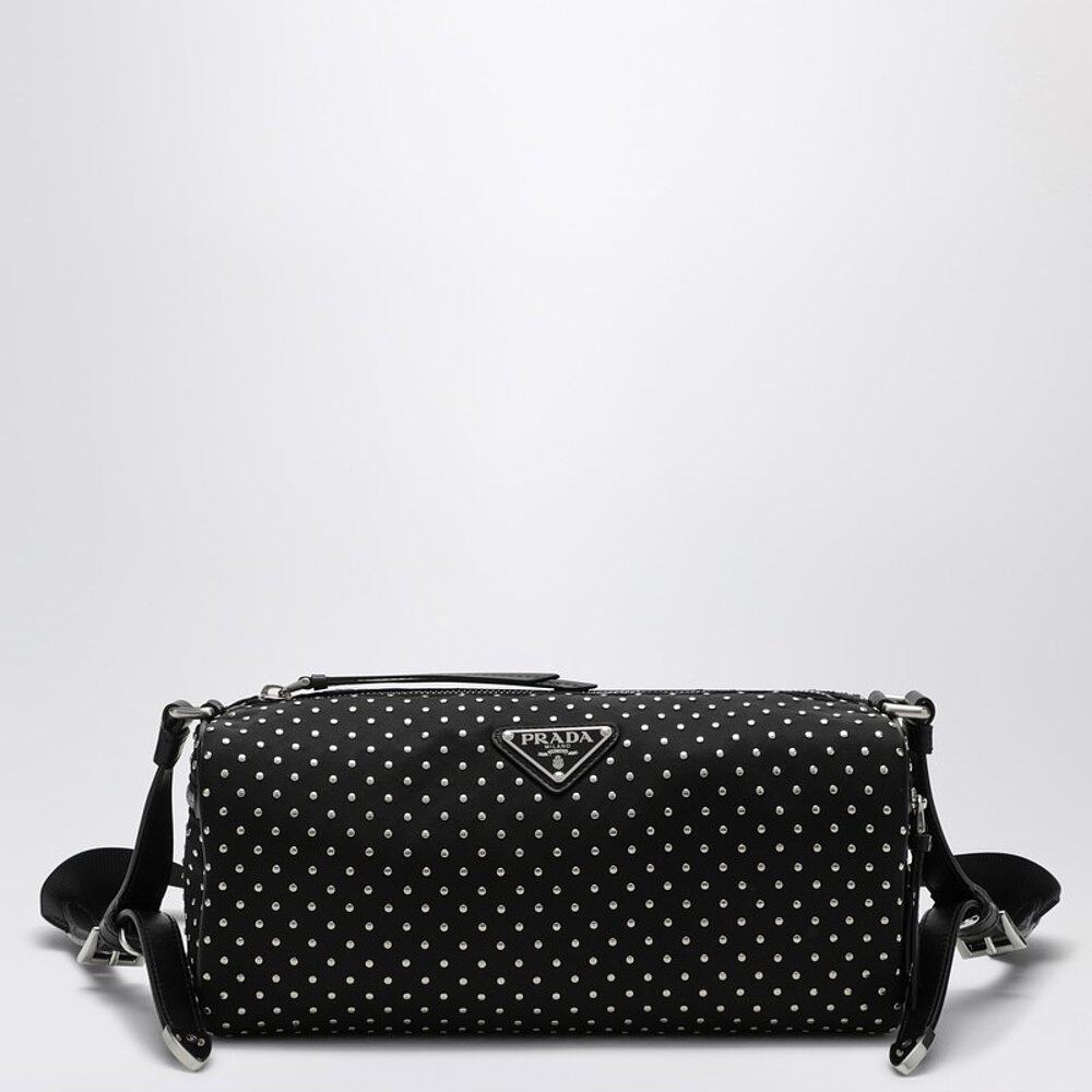 Prada 普拉达 女士 Re-Nylon 黑色铆钉肩包 1BC233NOO2HGV