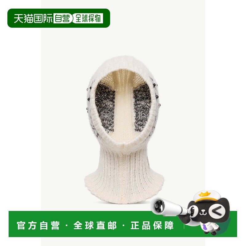 欧洲直邮MONCLER（2025 年产品）羊毛和羊驼毛巴拉克拉法帽，饰有