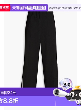 1h可退 香港直邮Sandro 女士 罗缎边斜纹布阔腿裤 SFPPA01194BLAC