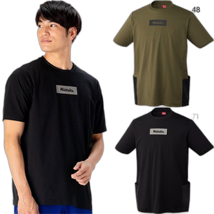 日本直邮Nittaku 男式女式 W 口袋T恤乒乓球服上衣短袖T恤黑绿色