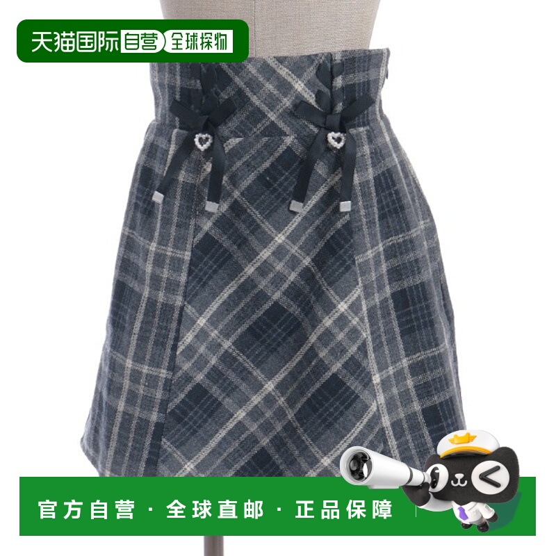 1h可退 日本直邮axes femme POETIQUE 女士双缎带磨毛格纹短裙 TS