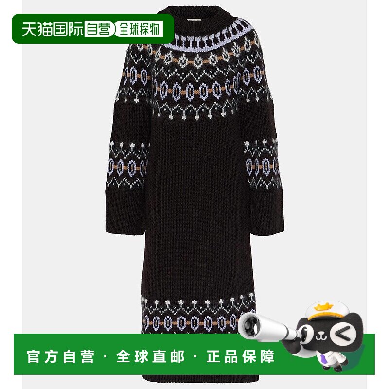 香港直邮KHAITE 女士 Rivka 'Fair Isle' 羊绒混纺中长连衣裙