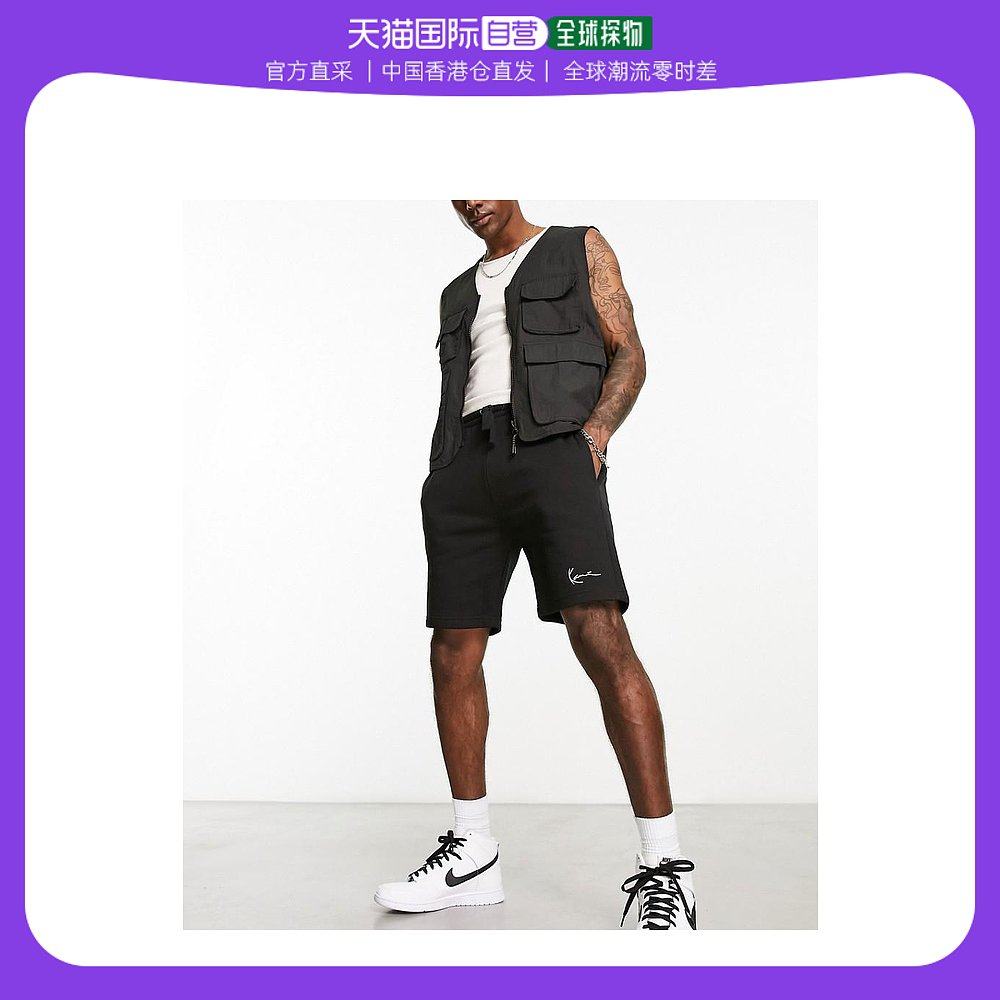 香港直邮潮奢 karl kani 男士 小号标志针织短裤(黑色)