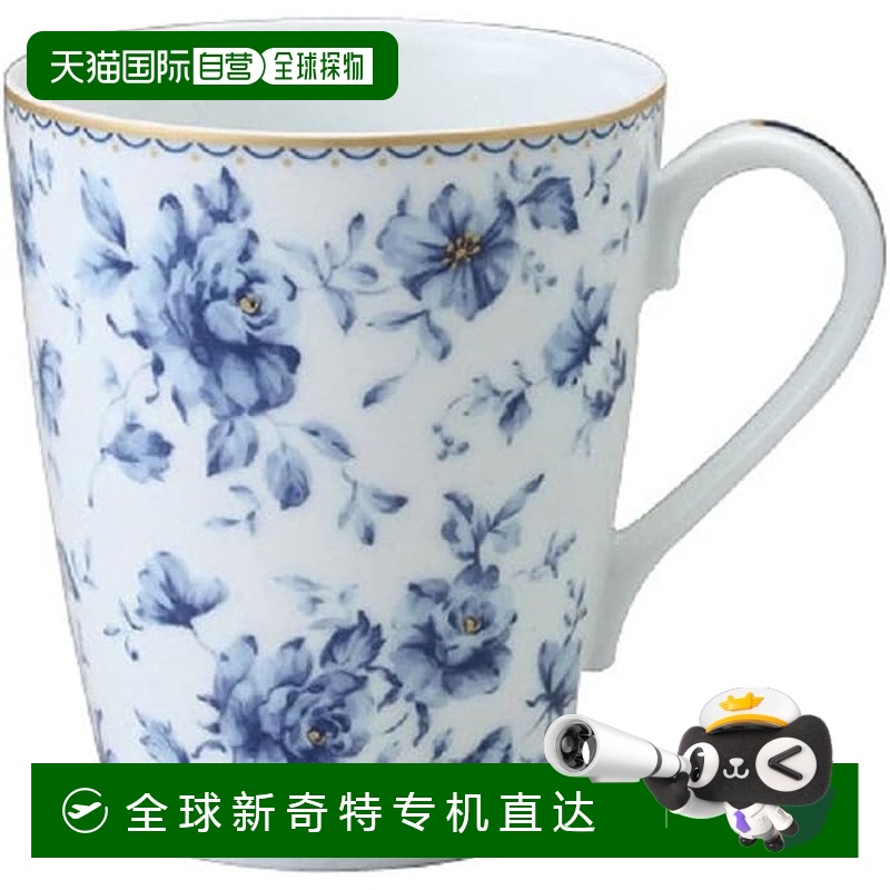 Narumi鸣海  马克杯家用马克杯典雅精致陶瓷杯子蓝色花图 300ML