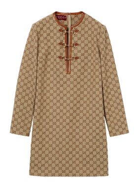 GUCCI 女士连衣裙 820404Z8BZA2190 SS2025 绿色 马衔扣连衣裙