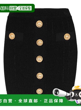 香港直邮BALMAIN 女士半身裙 EF1LB290KB07OPA AW2025 黑色 Butto