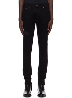 潮奢 AMIRI 男士 黑色 Script Logo 牛仔裤 AMDNSY1086