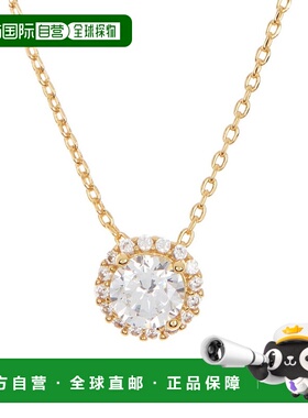 自营Adornia Swarovski Crystal Halo Necklace  gold yellow 美