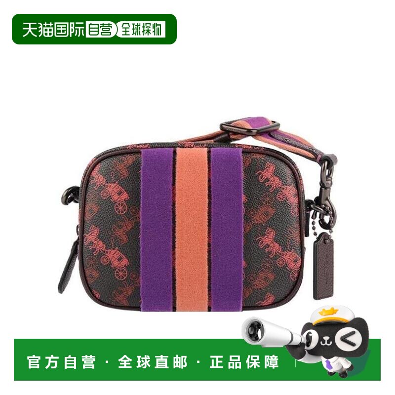 香港直邮COACH 女士斜挎包 79368V5C1A AW2019 黑色 拼接图案腰包