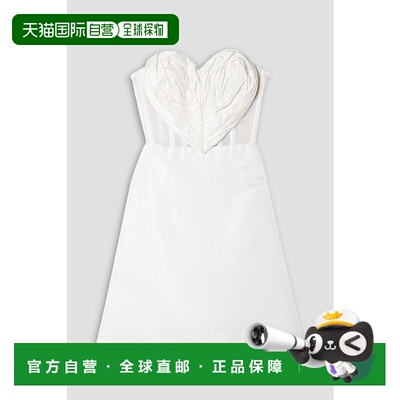 香港直邮CAROLINA HERRERA 女士 无肩带真丝-罗缎薄纱迷你连衣裙