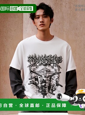 韩国直邮MAHAGRID 男士24年新款美式复古校园休闲T恤MG2ESMT562AW