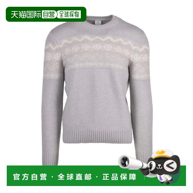 自营eleventy羊绒丝质圆领毛衣，搭配图案-白色 美国奥莱直发