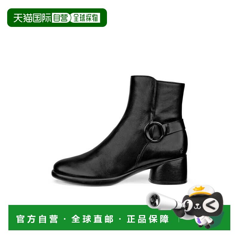 日本直邮Ecco/爱步雕塑奢华35系列 皮革 25秋复古拉链 短靴 3.5cm