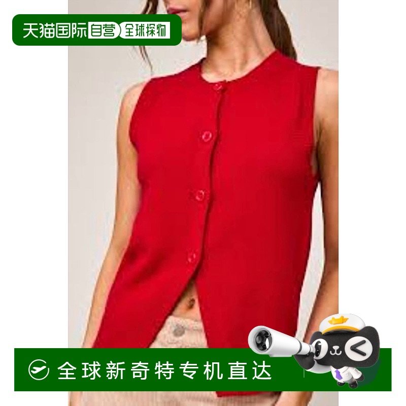 自营LE LISle lis红色针织背心-流行穿搭保暖时髦高级感【美