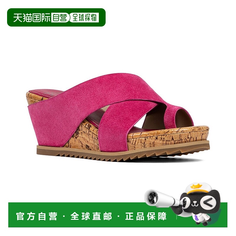 自营 Donald Pliner Sisu皮革凉鞋-粉红色 美国奥莱直发坡跟