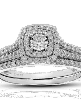 自营vir jewels1/2 克拉圆形切割实验室种植钻石婚礼订婚戒指新