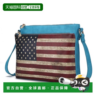自营 mia k collectionMadeline Printed Flag 纯素皮革女士斜挎