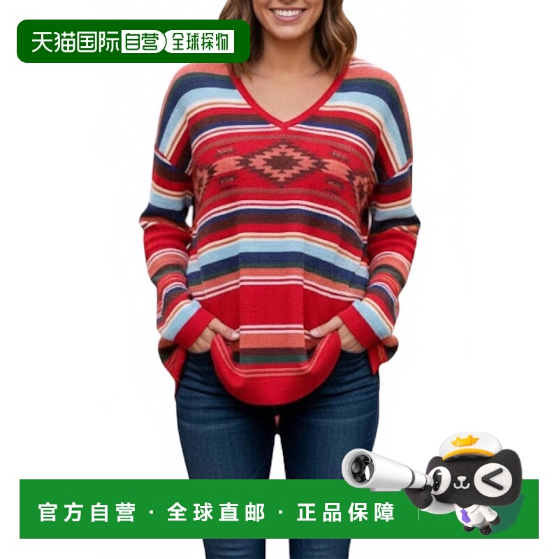 自营tasha polizziMelanie Waffle Knit Pullover In Red Multi -