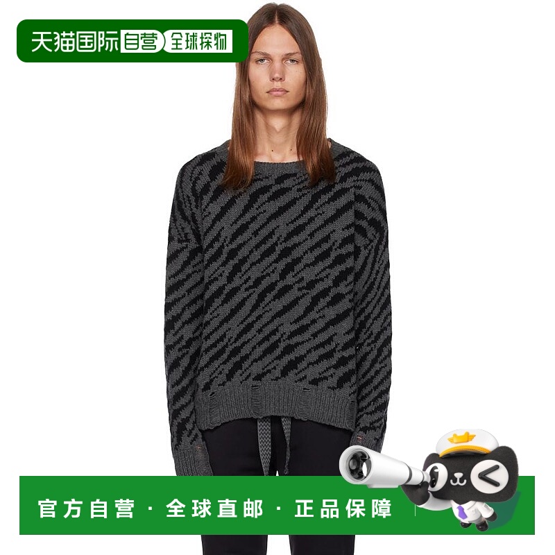 1h可退 【美国直邮】Rhude 黑色灰色斑马毛衣 男装针织衫 70 羊毛
