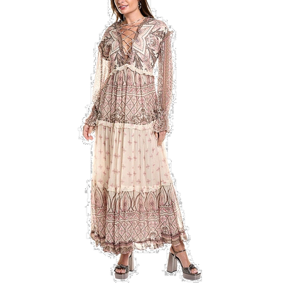 自营 Hemant & Nandita 分层长连衣裙 - 白色 美国奥莱直发