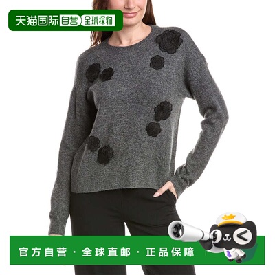 自营CeCe Flower Applique Sweater - grey 美国奥莱直发
