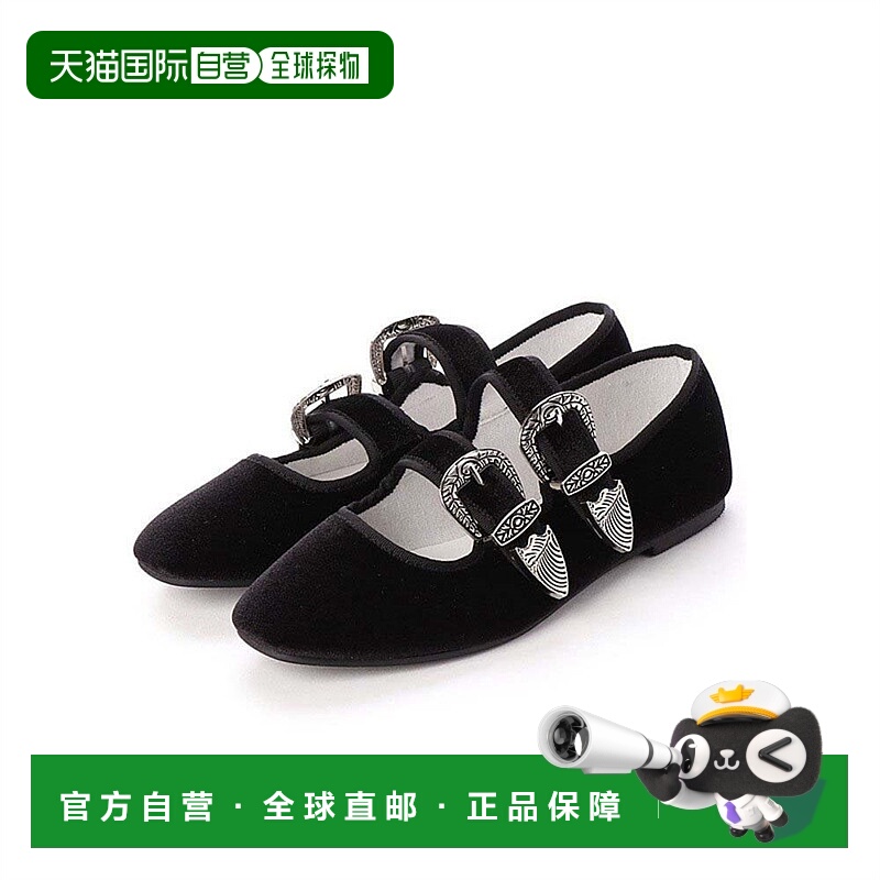 【日本直邮】 svec金属扣功夫鞋黑色丝绒平底浅口简约时尚平底鞋