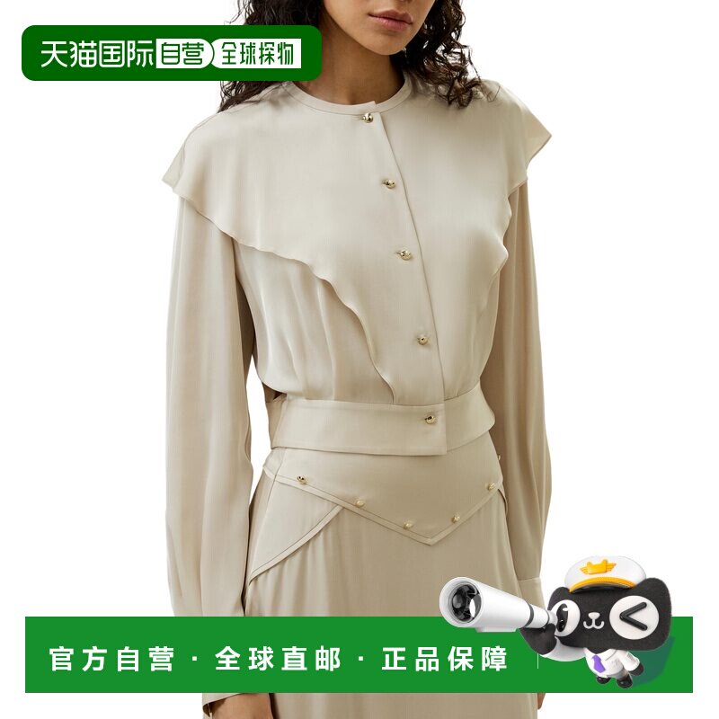 自营lilysilk双轭半透明真丝女衬衫-奶油色 美国奥莱直发