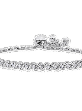 自营 Mimi & Max 1/2 克拉 DEW 莫桑钻 S 链节可调节波洛手链 925