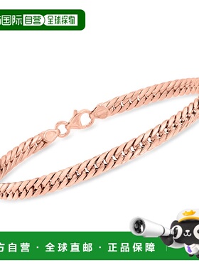 自营 Ross-Simons 意大利 14kt 玫瑰金古巴链手链 - 7 英寸 美国
