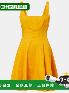 1h可退 香港直邮Staud 女士 Wells 棉府绸迷你连衣裙 yellow黄色