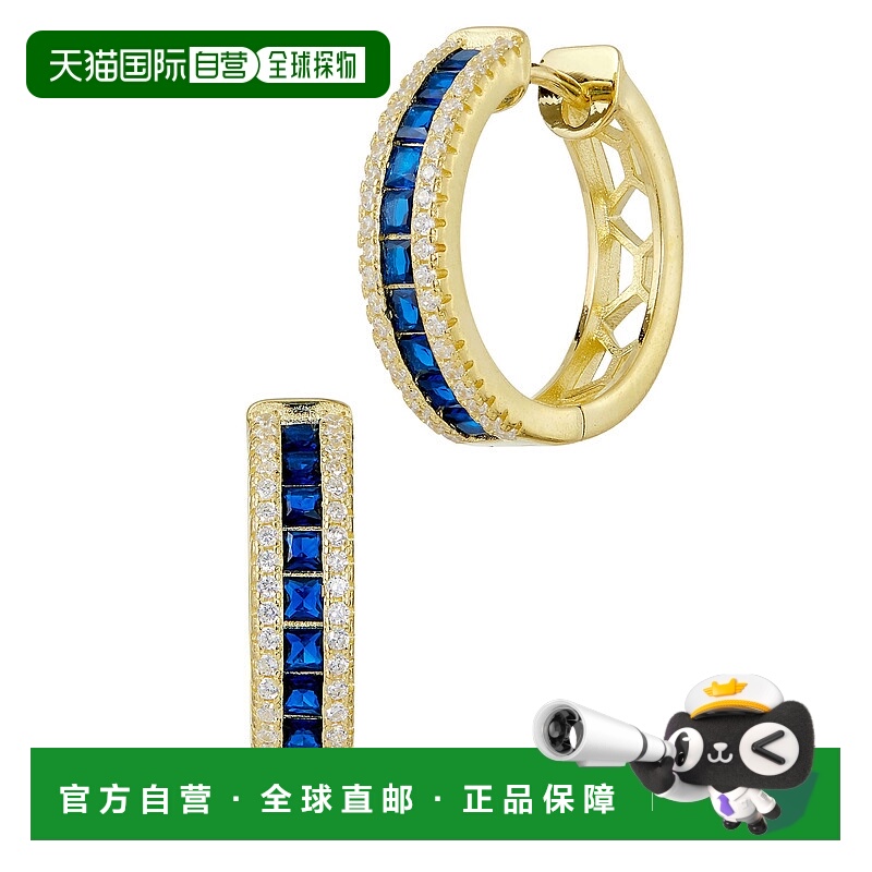 自营savvy cie jewels镀金立方体锆石挂钩耳环-蓝黄色 美国奥莱直