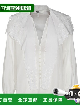 香港直邮CHLOÉ 女士衬衫 CH25SHT17310101 SS2025 白色 长袖衬衫