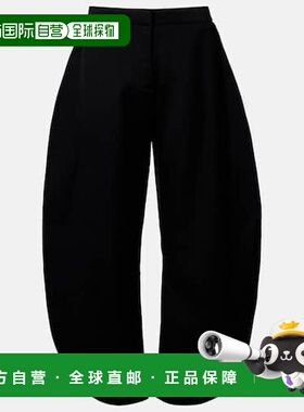 1h可退 香港直邮alaia 女士 barrel 羊毛长裤 black黑色 舒适时尚