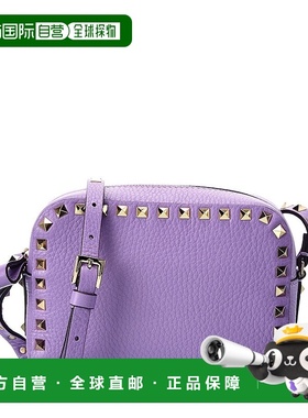自营 Valentino Rockstud 粒面皮革相机包 - 紫色 美国奥莱直发
