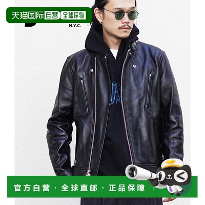 日本直邮Schott 双排扣骑手外衣骑手夹克飞行夹克皮夹克皮夹克半J