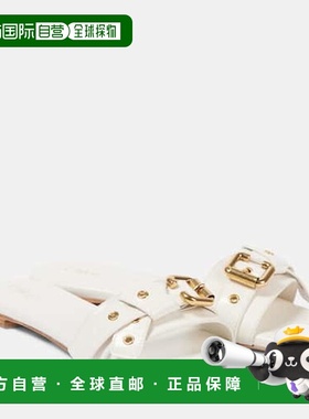 香港直邮Chloe 蔻依 女士 Mae 皮质凉拖 White 白色凉鞋时尚舒适