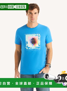 自营Nautica Mens Neon Palm Tree Graphic T-Shirt - clear skie