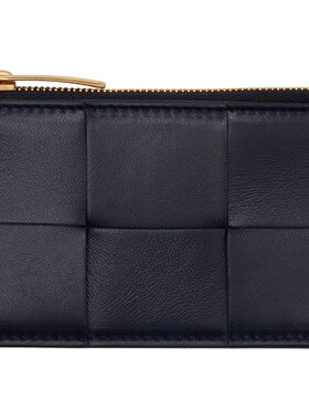 潮奢 Bottega Veneta 葆蝶家 女士 海军蓝拉链卡包 681010VCQC4