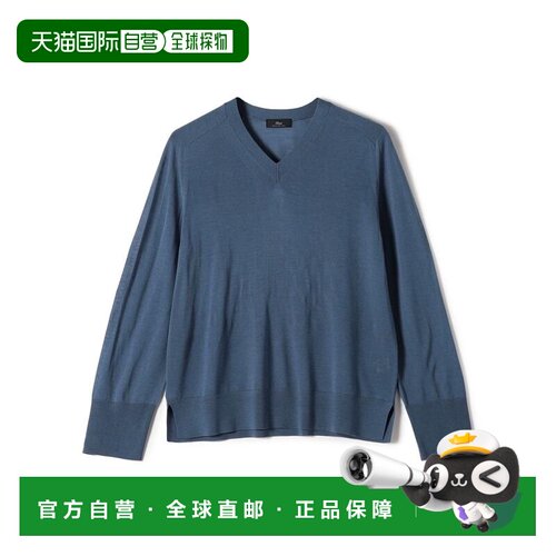 SHIPS Primary Navy Label 18G ZEGNA V领针织衫