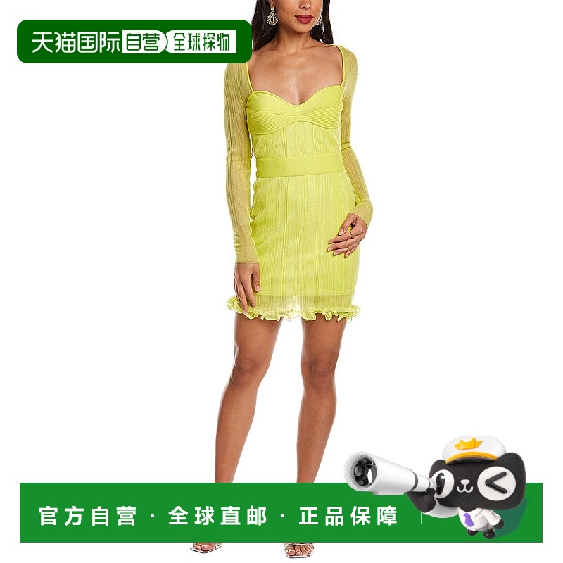 自营 hervé légerHerve Leger Sheer 层叠迷你早秋新款连衣裙