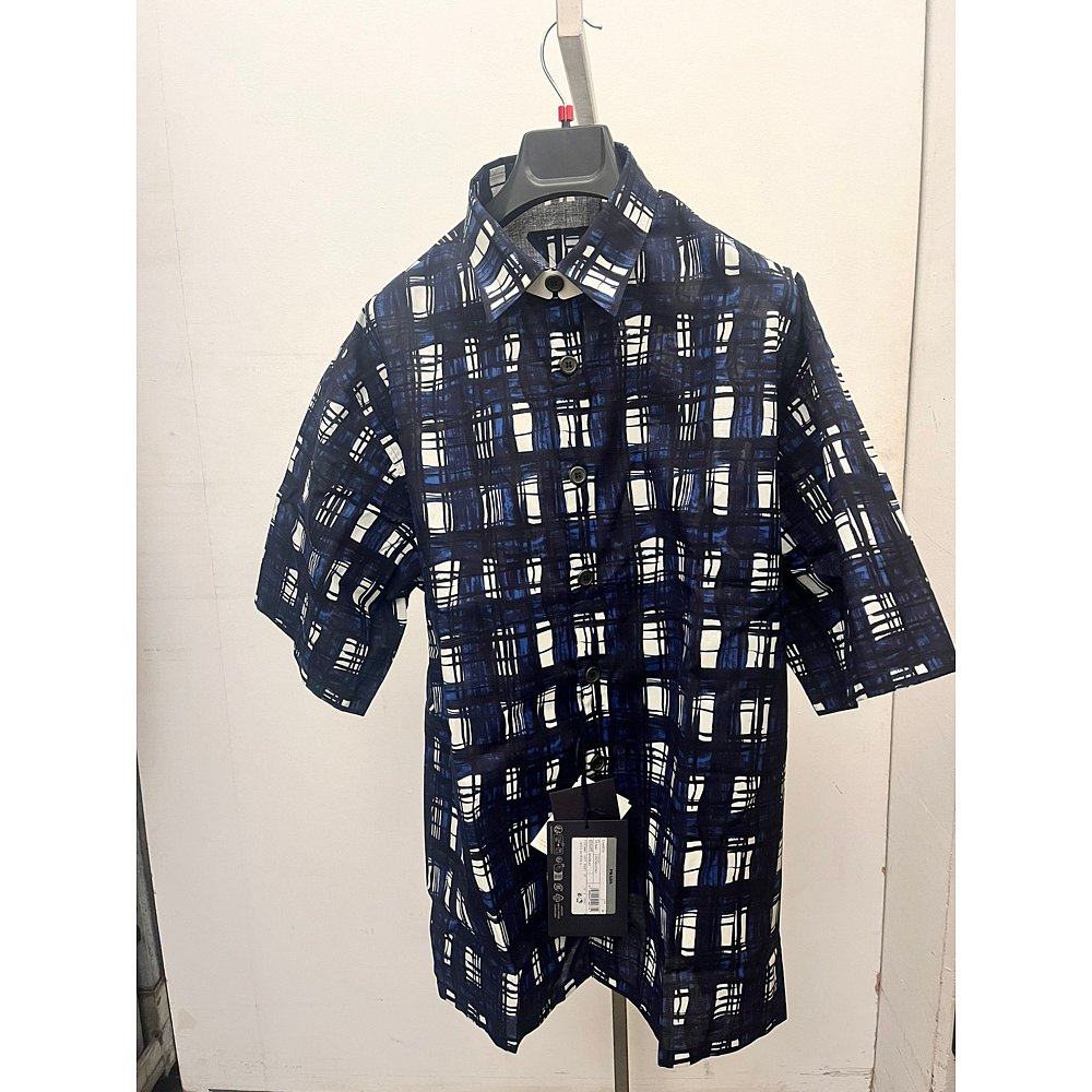 PRADA 男士衬衫 UCS44016TJF0021 SS2025 蓝色 短袖衬衫
