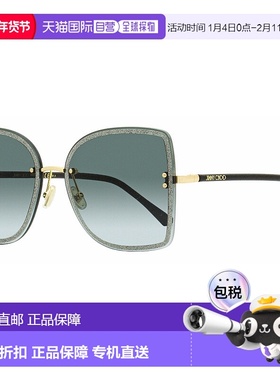 自营 Jimmy Choo 女士方形太阳镜 Leti 2M29O 黑色/金色 62 毫米
