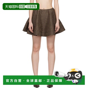 1h可退 香港直邮GANNI 甘尼 女士 棕色 Crinkled Check Circle 短