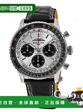自营 breitling百年灵Navitimer B01计时码表43自动银色表盘皮革A