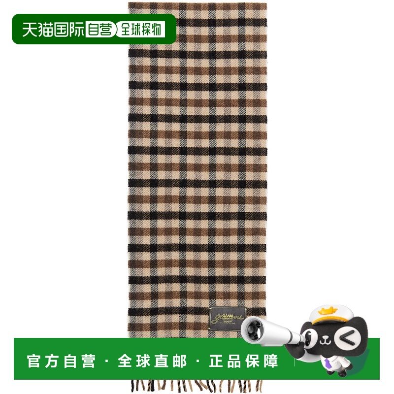1h可退 香港直邮潮奢 GANNI 甘尼 女士 棕色 Graphic Wool 围巾 A