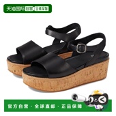 FitFlop 女式 Eloise 自营 FT6 001楔形凉鞋 黑色皮革软木包背带 黑