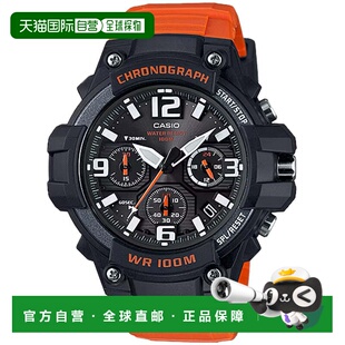 自营Casio Men’s Black Dial Chronograph Watch with Orange Re