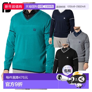 日本直邮FootJoy 男士高尔夫V领毛衣 袖线长袖秋冬款FJ-F24-M11