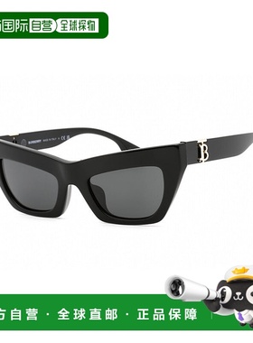 自营Burberry太阳镜猫眼全边，黑色镜架和深灰色镜片Be4405F30018