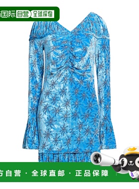 1h可退 香港直邮潮奢 Rabanne 女士 短款连衣裙 blue蓝色 舒适时